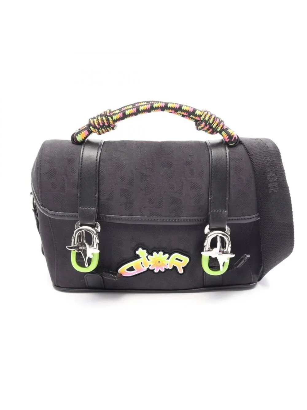 Dior Shoulder Bag Lewis Hamilton Hit the Road 2-Way Black Canvas Leather